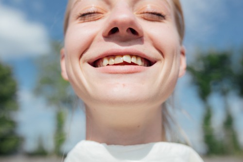 young girl with crooked teeth